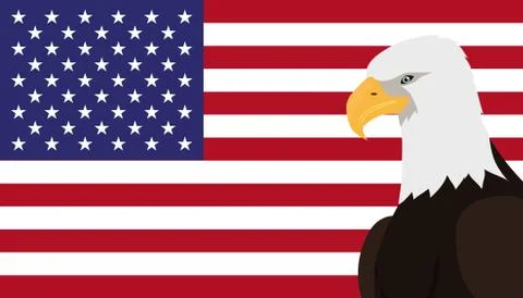 Bald Eagle Flat Design Vector Illustration Stock Illustration