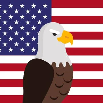 Bald Eagle Flat Design Vector Illustration Stock Illustration