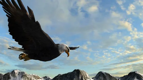 Bald Eagle Flies over Mountains Видео 35255045
