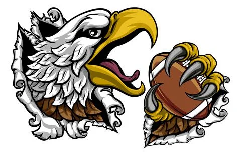 Bald Eagle Hawk Ripping American Football Mascot Illustrazione stock