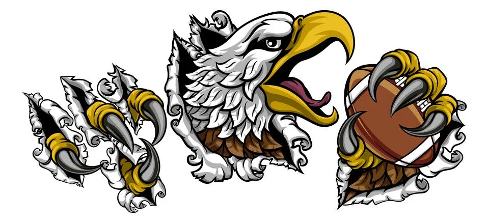 Bald Eagle Hawk Ripping American Football Mascot Stock Illustration