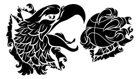 Bald Eagle Hawk Ripping Basketball Ball Mascot Stock Illustration