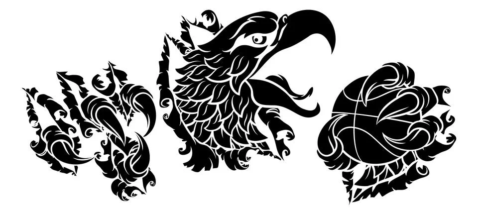 Bald Eagle Hawk Ripping Basketball Ball Mascot Stock Illustration