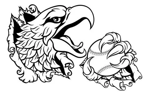 Bald Eagle Hawk Ripping Claw Baseball Ball Mascot Illustrazione stock