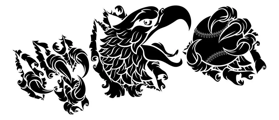 Bald Eagle Hawk Ripping Claw Baseball Ball Mascot Stock Illustration