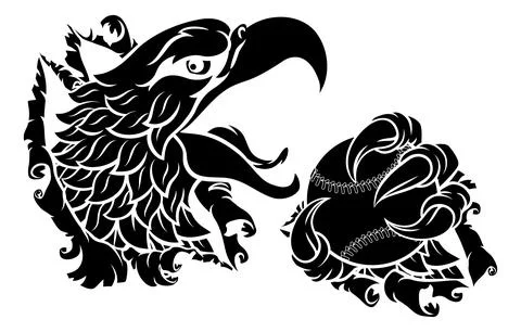 Bald Eagle Hawk Ripping Claw Baseball Ball Mascot Illustrazione stock
