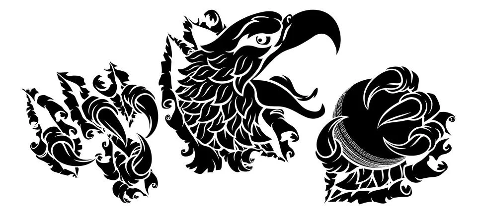 Bald Eagle Hawk Ripping Cricket Ball Mascot Stock Illustration