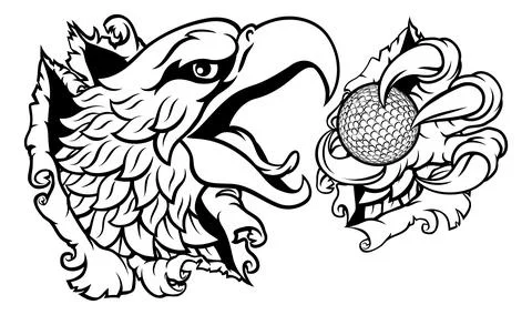 Bald Eagle Hawk Ripping Golf Ball Mascot Illustrazione stock