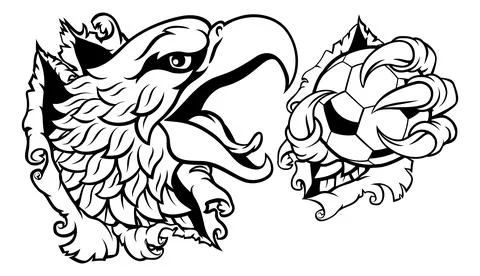 Bald Eagle Hawk Ripping Soccer Football Mascot Stock Illustration