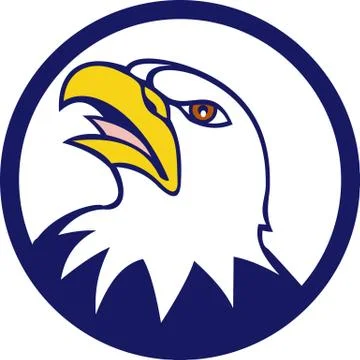 Bald Eagle Head Angry Looking Up Circle Retro Stock Illustration