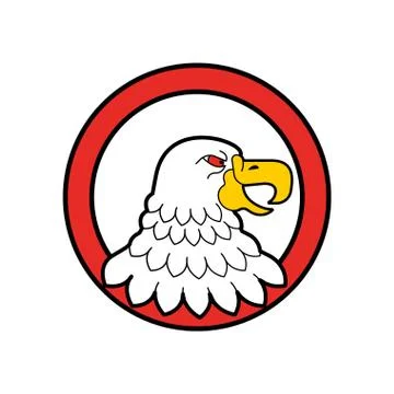 Bald eagle head in circle emblem. Predator bird symbol. Vector illustration Stock Illustration