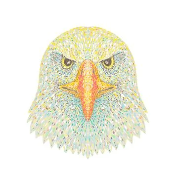 Bald Eagle Head Front View Pointillist Impressionist Pop Art Style. Stock Illustration