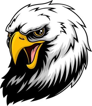 Bald Eagle Head Mascot With Open Beak And Fierce Eyes Ilustración de archivo