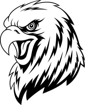 Bald Eagle Head Mascot Screaming with Sharp Beak and Fierce Eyes Stock Illustration
