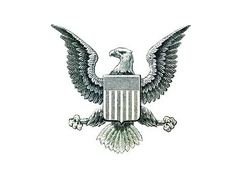 Bald eagle. Image element of one dollar bill or Great Seal of the United Stat Stock Illustration