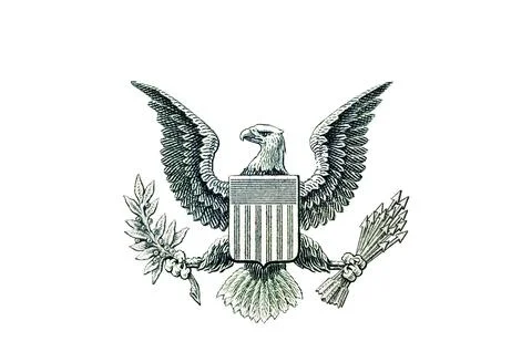 Bald eagle. Image element of one dollar bill or Great Seal Illustrazione stock