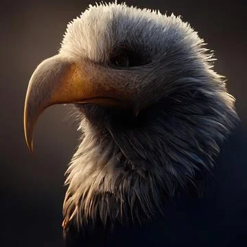 Bald Eagle Portrait, dyanmic lighting 스톡 일러스트
