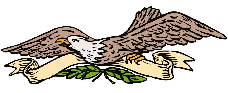 Bald eagle scroll ribbon. Stock Illustration