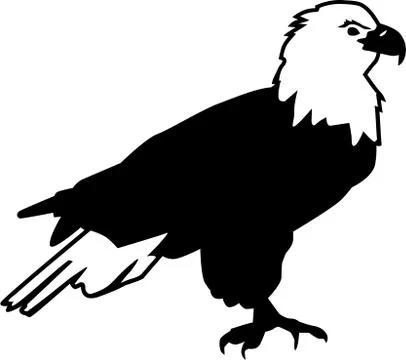 Bald Eagle silhouette sitting Stock Illustration