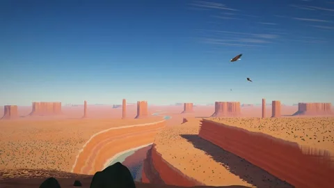 Bald Eagle Soaring in Circles Over Red Rock Canyon Seamless Loop 動画素材 347126872