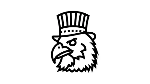 Bald eagle uncle sam hat line icon animation Stock Footage 326125282