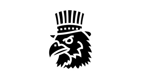 Bald eagle uncle sam hat glyph icon animation Stock Footage 326145002