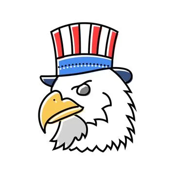 Bald eagle uncle sam hat color icon vector illustration Stock Illustration