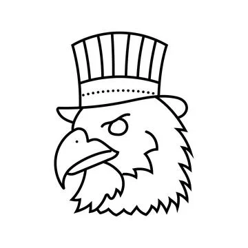 Bald eagle uncle sam hat line icon vector illustration Stock Illustration
