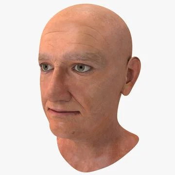 Bald Elderly Woman Head 3D Model
