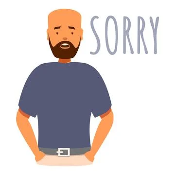 Bald man apologizing saying sorry feeling regretful Stock Illustration