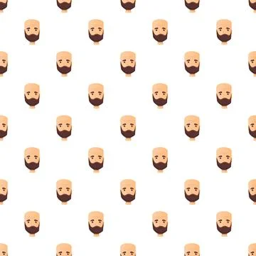 Bald man with beard cartoon character pattern Stock Illustration