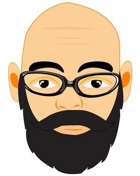 Bald man with beard on white background is insulated Stock Illustration