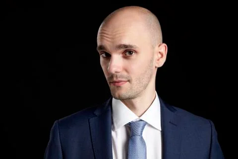Bald Man on Black Stock Photos