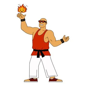 Bald Man with Fireball 스톡 일러스트