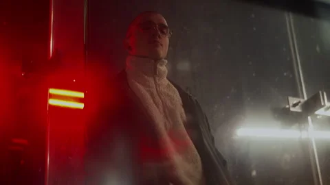 Bald Man with glasses standing outside 스톡 동영상 258530618
