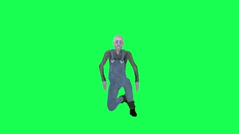 Bald man in jeans throwing grenade front angle isolated green screen Stock Footage 252663041