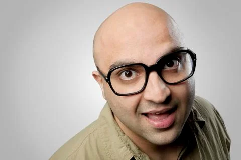 Bald man making a funny face Stock Photos