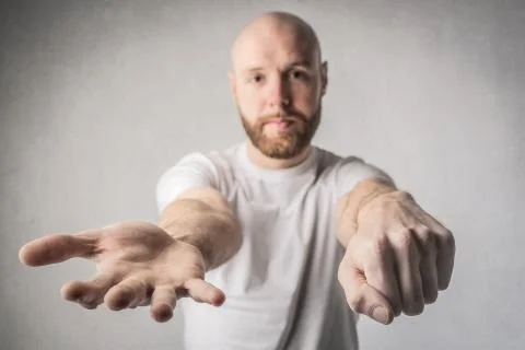 Bald man playing  Stock Photos