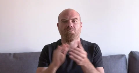 Bald Man with Red Goatee Applauds Seriously and Convincingly Stock Footage 285663045