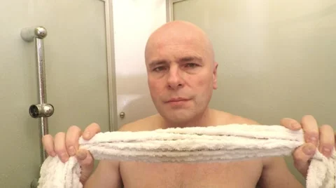Bald man with towel. Stock Footage 58752107