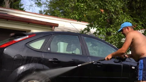 Bald man worker with big nude belly wash... | Stock Video | Pond5