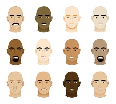 Bald Men Faces Stock Illustration