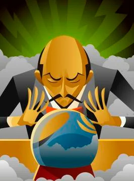 Bald mentalist man Stock Illustration