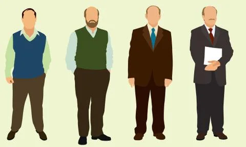 Bald Middle-Aged Men Stock Illustration