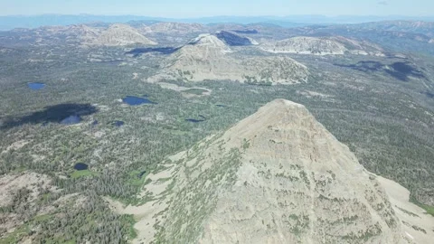 Bald Mountain and Reids Peak Above Alpine Lakes in Uinta Mountains Stock Footage 340151761