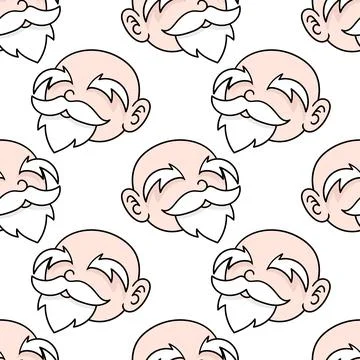 Bald old man seamless pattern textile print. repeat pattern background design Stock Illustration
