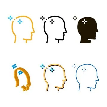 Baldheaded man icon vector forms outline Illustrazione stock