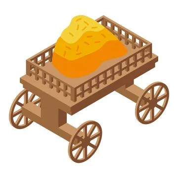 Bale cart icon isometric vector. Hay straw Stockillustratie