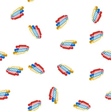 Bale cricket isometric icon seamless pattern Stock Illustration