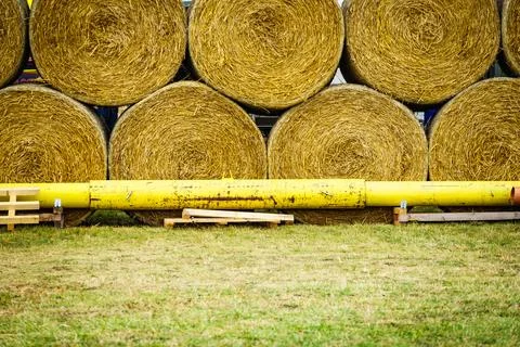 Bale of hay outdoors Stock Photos